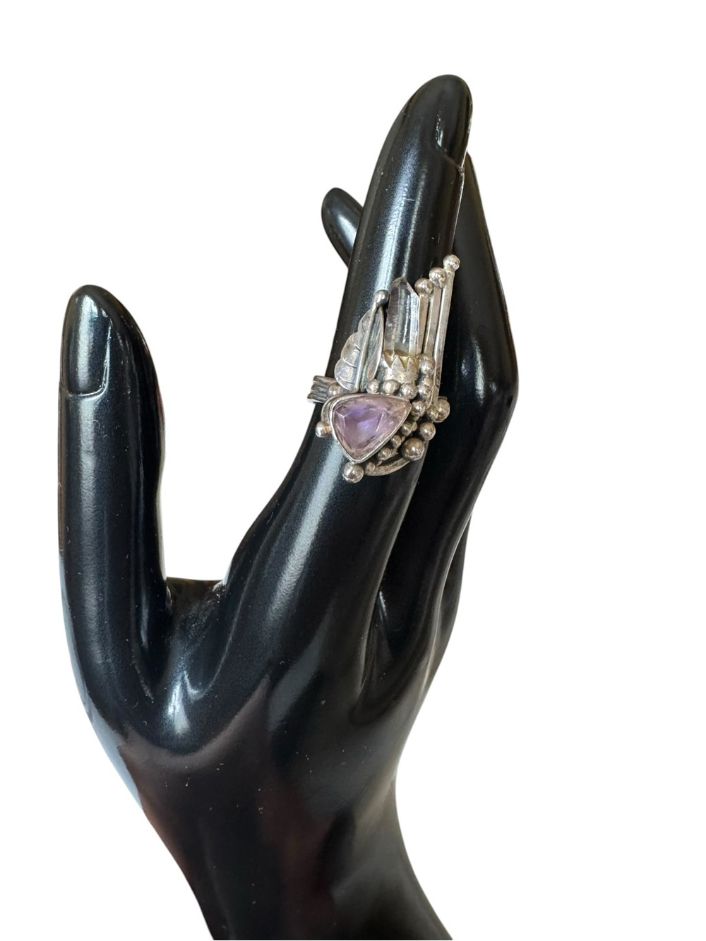 Sterling Silver Amethyst Statement Ring - Purple